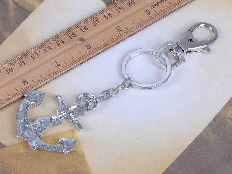 Alilang Silver Tone Clear Rhinestones Nautical Anchor Sailor Key Chain - Image 4